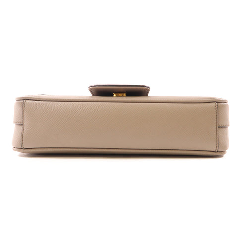 PRADA GHW Chain Shoulder Bag Saffiano Leather Grey 1BD193