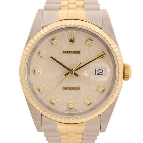 ROLEX Datejust Automatic Watch 16233 18K Yellow Gold/Stainless Steel Silver