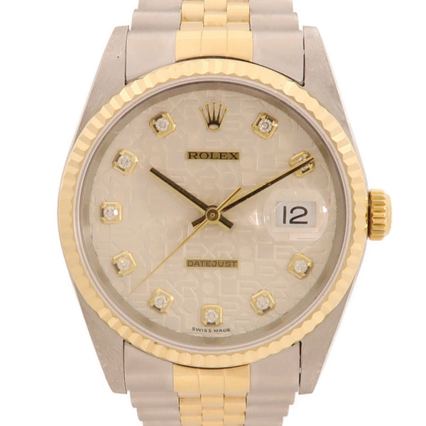 ROLEX Datejust Automatic Watch 16233 18K Yellow Gold/Stainless Steel Silver