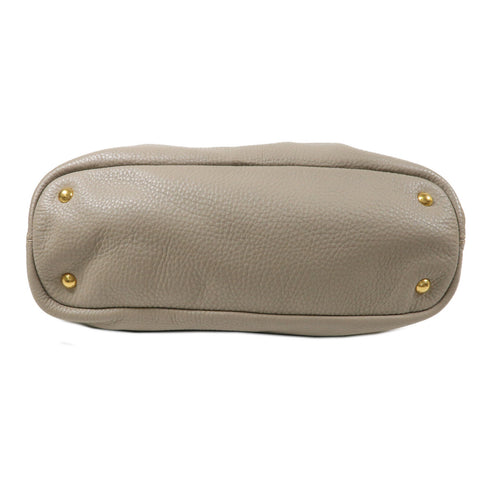 PRADA GHW Shoulder Tote Bag Calfskin Leather Gray