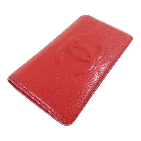 CHANEL CC Long Wallet 15550353 Calfskin Leather Red