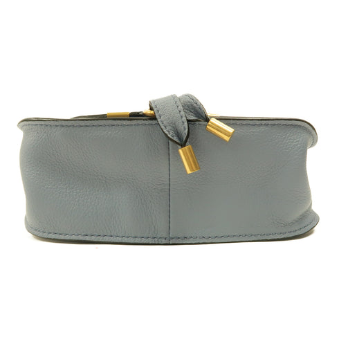 Chloe GHW Mini Marcie 2 Way Shoulder Bag Handbag Calfskin Leather Blue