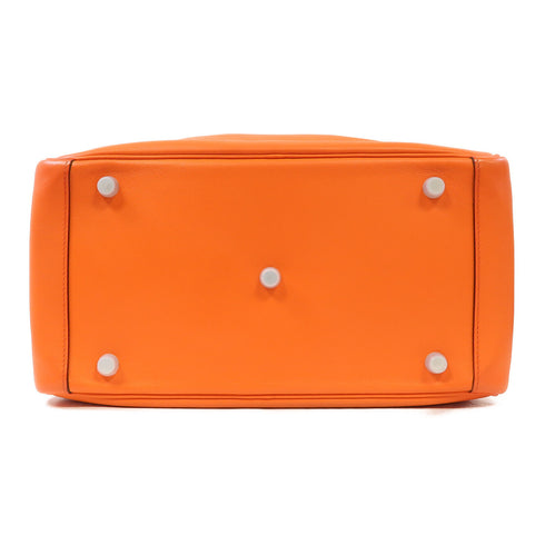 HERMES PHW Lindy 30 2 Way Shoulder Bag Veau Swift Leather Orange
