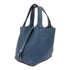 HERMES PHW Picotin PM Hand Bag/Bucket Tote Bag Clemence Leather Cobalt