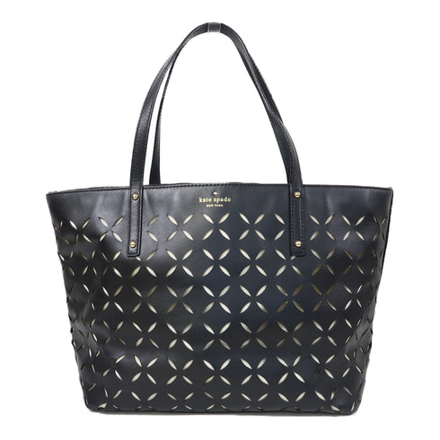 Kate Spade GHW Shoulder Tote Bag Calfskin Leather Black