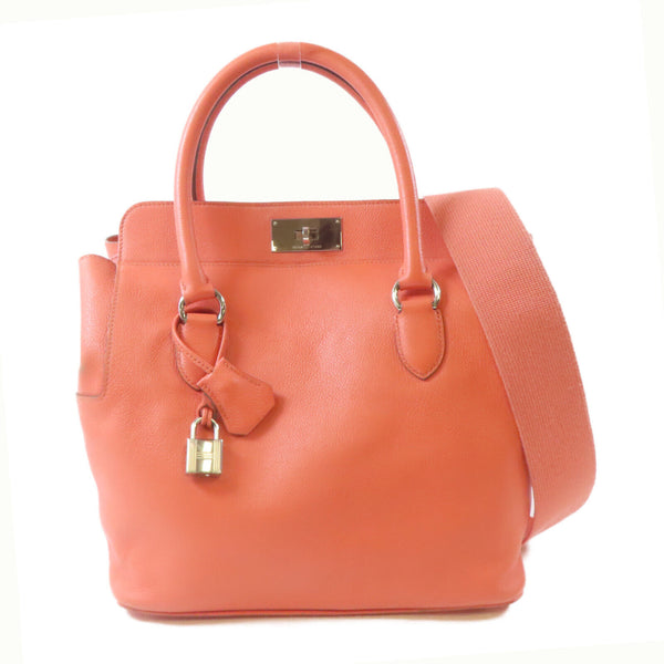 HERMES PHW Toolbox 26 2 Way Shoulder Handbag Evercolor Leather Crevette Orange