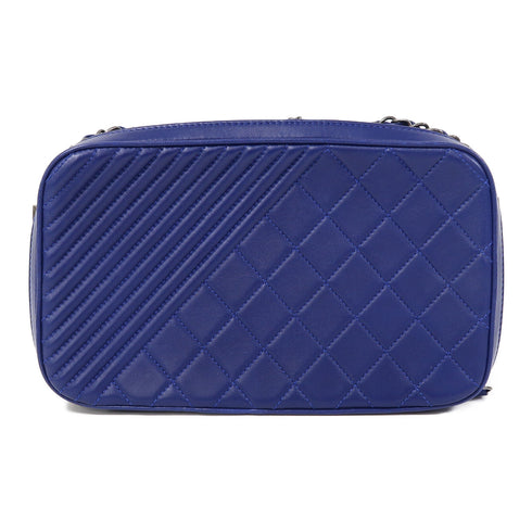 CHANEL CC SHW Camera Chain Shoulder Bag Calfskin Leather Navy