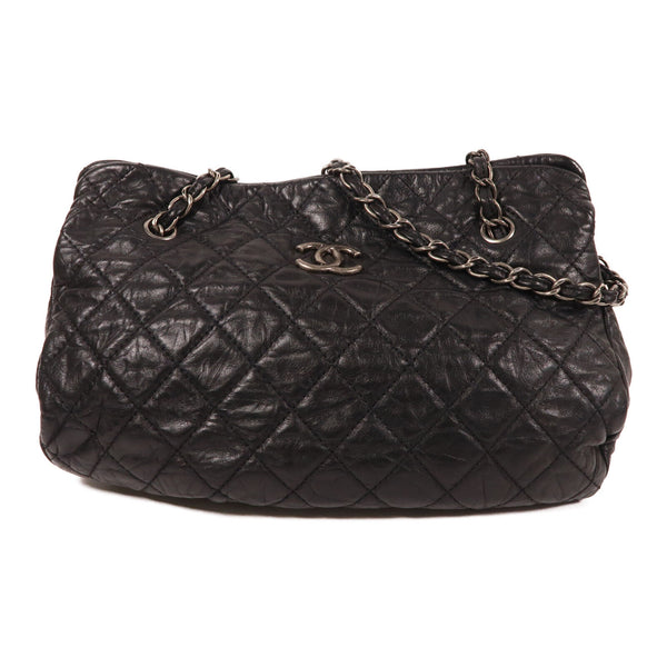 CHANEL CC SHW Chain Shoulder Bag Calfskin Leather Black v5