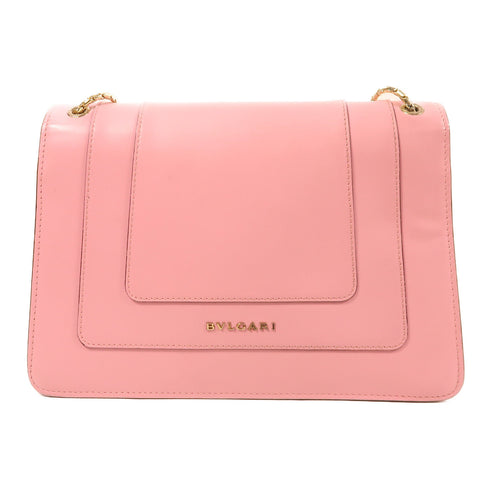 BVLGARI GHW Serpenti Forever Chain Shoulder Bag Calfskin Leather Pink