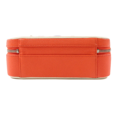 CHANEL CC SHW Vanity Case 2 Way Shoulder Bag Calfskin Leather Red Blue White