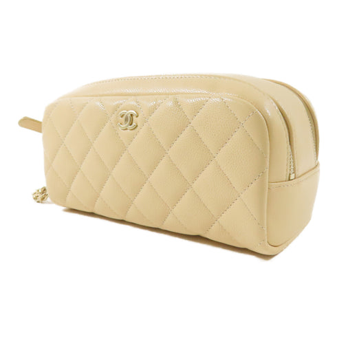 CHANEL CC GHW Pouch AP3702 Calfskin Leather Beige