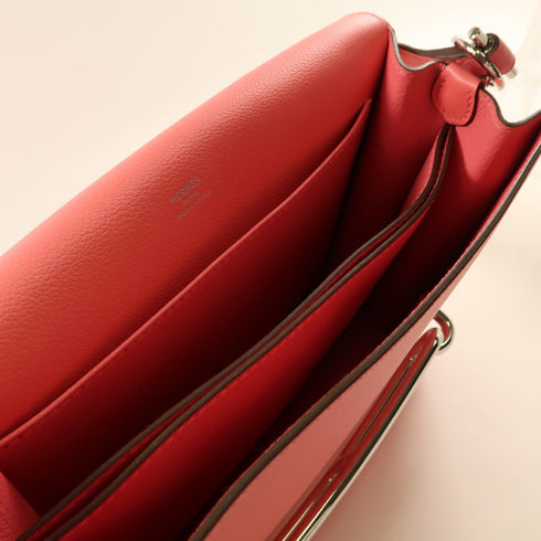 HERMES PHW Roulis 23 Shoulder Bag Evercolor Leather Rose Azalee Pink