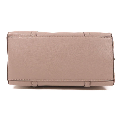 Tory Burch GHW 2 Way Shoulder Bag Calfskin Leather Brown