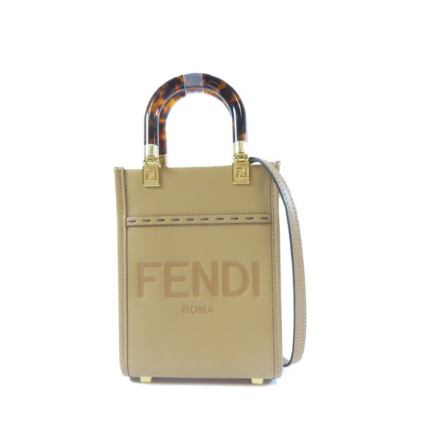 FENDI GHW Mini Sunshine 2 Way Shoulder Handbag 8BS051ABVL.2194927 Calfskin Brown