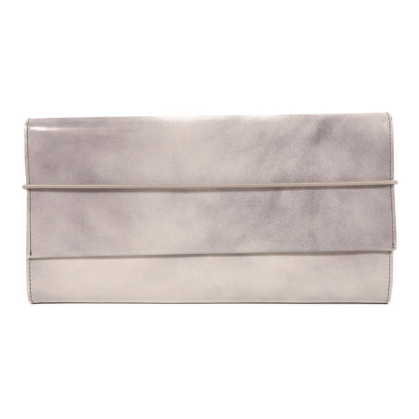 PRADA SHW Clutch Bag Pouch Calfskin Leather Grey