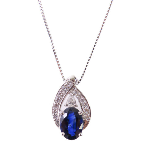 FINE JEWELRY 1.73ct Sapphire 0.24ct Diamond Necklace PT850 Platinum