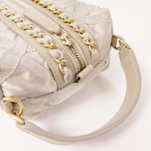 CHANEL CC GHW Accessories Pouch Handbag Nylon Silver