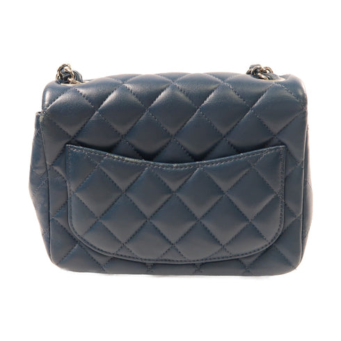 CHANEL CC SHW Mini Classic Shoulder Bag Lambskin Leather A35200 Blue