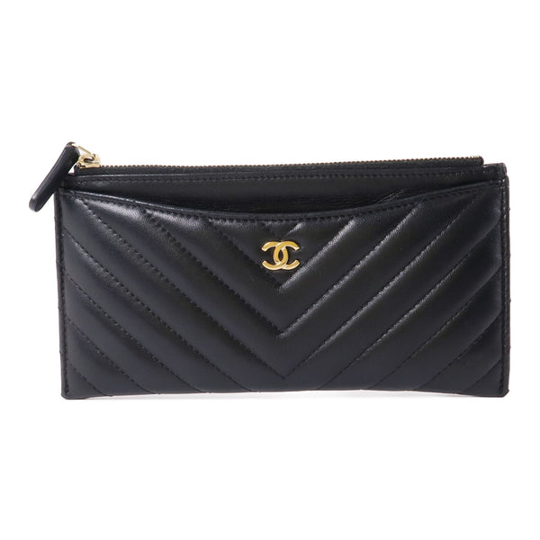 CHANEL CC GHW Long Wallet Lambskin Leather Black