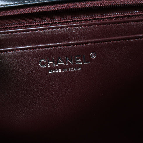 CHANEL Quilted CC SHW Maxi Jumbo Chain Shoulder Bag Lambskin Leather Black