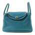 HERMES PHW Lindy 30 Shoulder Bag Taurillon Clemence Leather Bleu Izmir