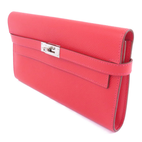 HERMES PHW Kelly Long Wallet Veau Epsom Leather Red