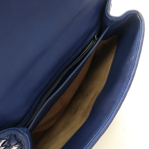 BOTTEGA VENETA BV Shoulder Bag Lambskin Leather Navy Blue