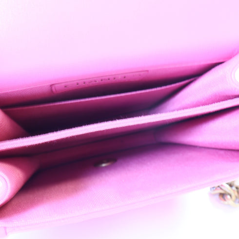 CHANEL CC GHW Le Boy Shoulder Bag Lambskin Leather Pink