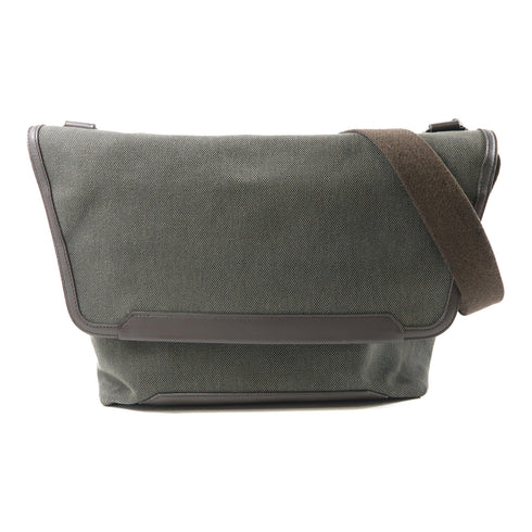 HERMES PHW Aller-Retour Messenger Shoulder Bag 066491C Canvas Green/Brown