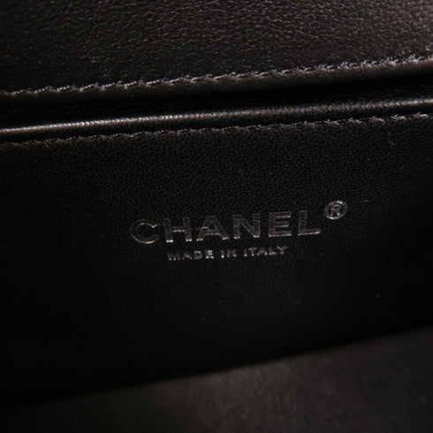 CHANEL CC SHW Boy 20 Chain Shoulder Bag Lambskin Leather Black