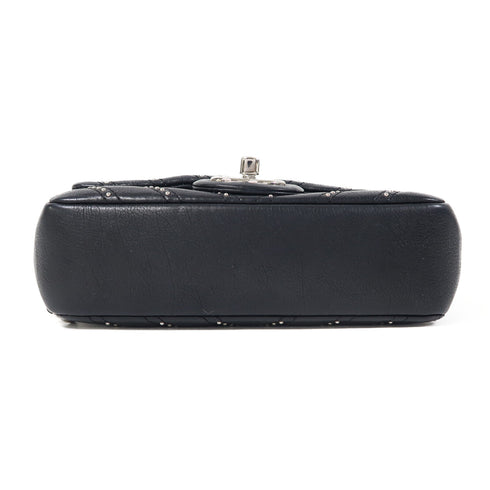 CHANEL Herringbone CC SHW Chain Shoulder Bag Lambskin Leather Black