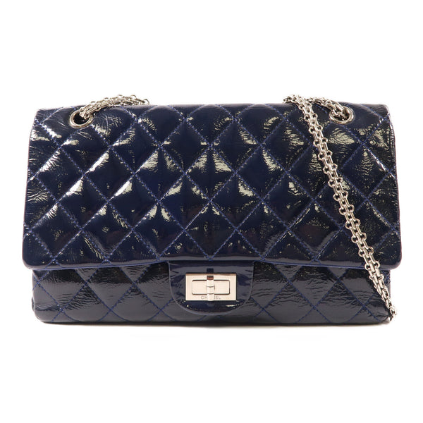 CHANEL CC SHW Chanel 2.55 Chain Shoulder Crossbody Handbag Pattern Leather Navy
