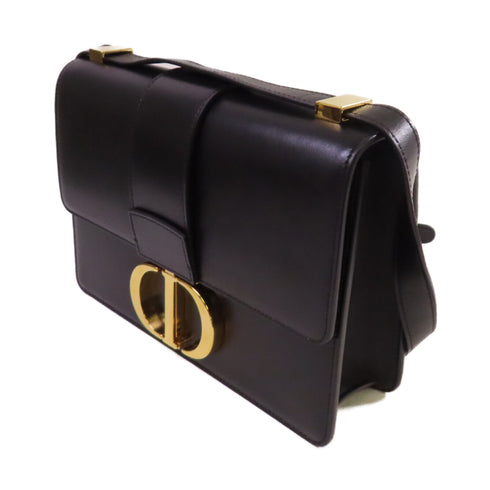 Christian Dior CD GHW 30 Montaigne Shoulder Bag Crossbody Calfskin Leather Black