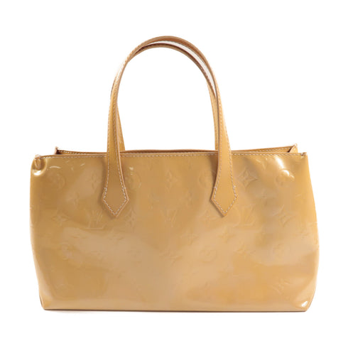 LOUIS VUITTON LV GHW Wilshire PM Handbag Monogram Vernis M91452 Beige