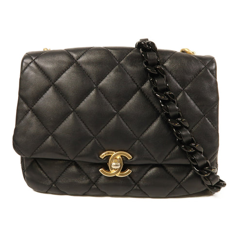 CHANEL CC GHW Chain Shoulder Bag AS3206 Lambskin Leather Black