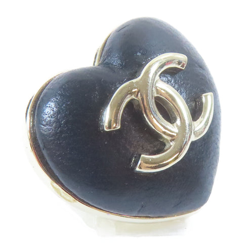 CHANEL CC Brooch Leather/Metal Black/Gold