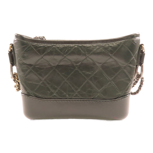 CHANEL Quilted CC Gabrielle Small Chain Shoulder Bag Calfskin Green