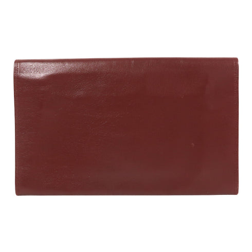 CARTIER Clutch Bag Pouch Calfskin Leather Red