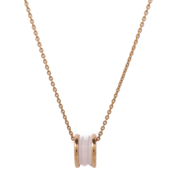 BVLGARI B-Zero 1 Necklace 18K Pink Gold Ceramic Gold/White