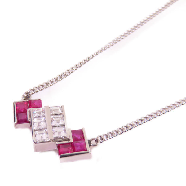 Jewelry 0.87ct Ruby 0.67 Diamond Necklace PT850 Platinum