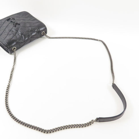SAINT LAURENT YSL Chain Shoulder Bag Calfskin Leather Black