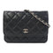 CHANEL Quilted CC SHW Wallet On Chain Mini WOC Chain Shoulder Bag Caviar Black