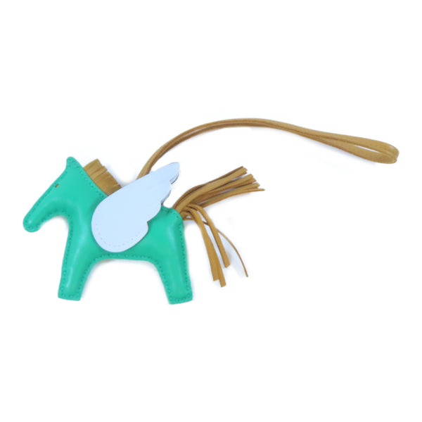 HERMES Rodeo PM Pegase Charm Leather Green Brown White