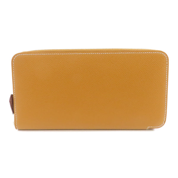HERMES PHW Zipped Silk In Long Wallet Veau Epsom Leather Gold Brown