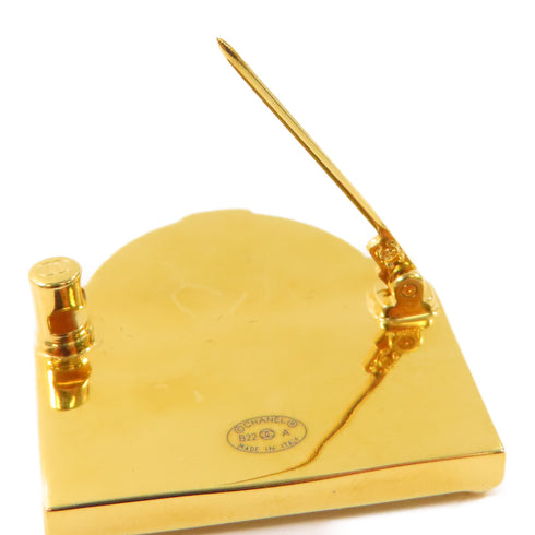 CHANEL CC Brooch Metal Gold