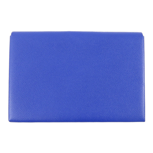 HERMES PHW Pochette Calvi MM Clutch Epsom Leather Blue