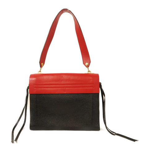 Valentino GHW Shoulder Bag Calfskin Leather Black/Red