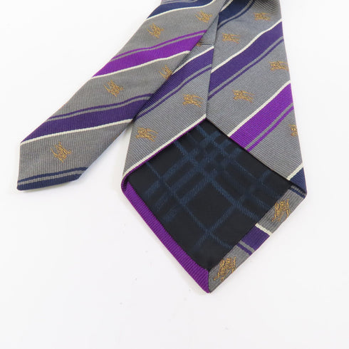 BURBERRY Necktie Tie Silk Grey/Purple