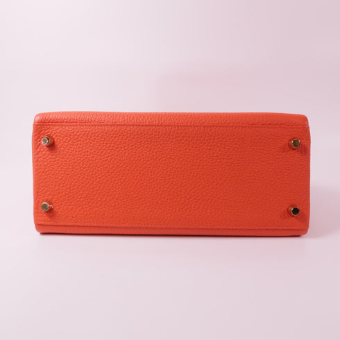 HERMES GHW Kelly 28 2 Way Shoulder Bag Togo Leather Capucine