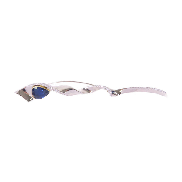 FINE JEWELRY 2.84ct Sapphire 0.686ct Diamond Brooch PT900 Platinum 18K WG